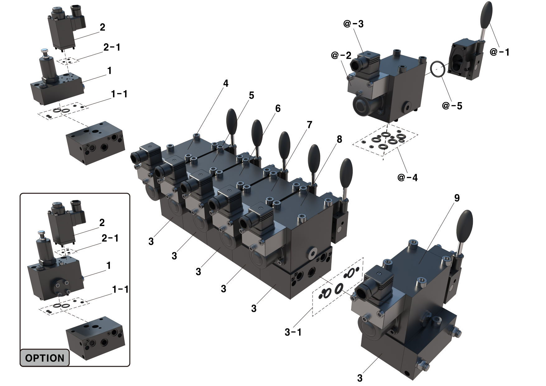붐 컨트롤 벨브(PSLF,PSVF) 부품